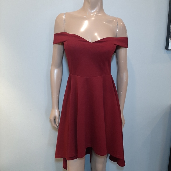 WINDSOR Off Shoulder High Low Formal Dress Sweetheart Fit & Flare - Picture 2 of 14